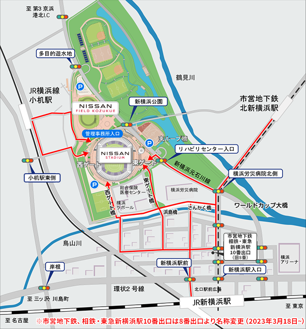 JR横浜線小机駅からの地図